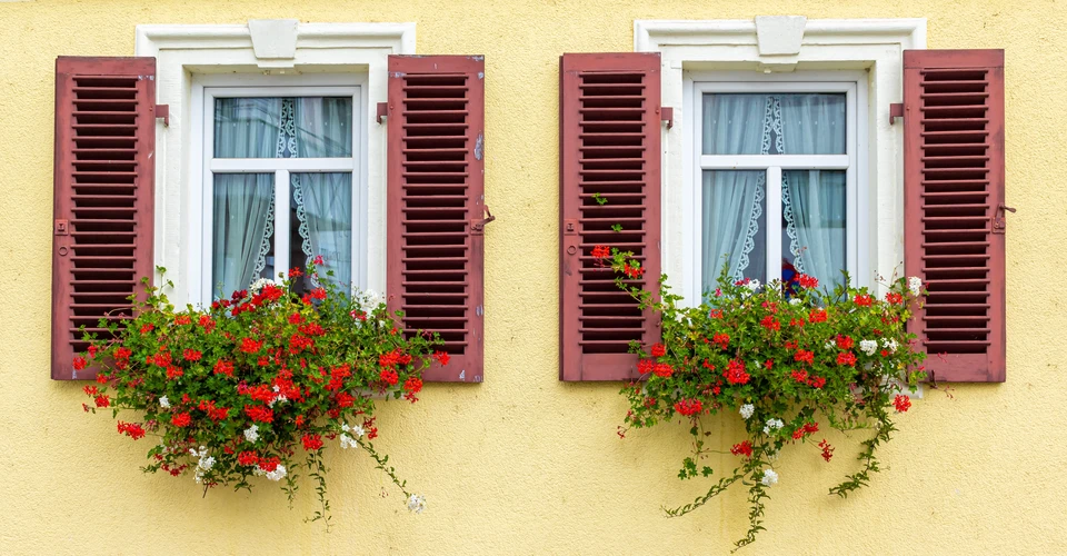 Photographie en extérieur d'une maison résidentielle montrant une fenêtre avec des volets fermés de qualité professionnelle, illustrant clairement comment les volets protègent l'habitation. Les volets doivent être visibles, fermés ou partiellement fermés, mettant en évidence leur rôle de sécurisation et de protection. La fenêtre et les volets doivent être le point focal de l'image, en contexte résidentiel authentique, sans personne visibles.